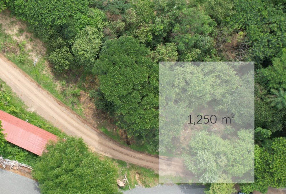 Aerial view of the 1,250 m² land plot